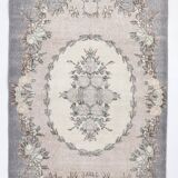 3x6 Gray & Cream Oriental Turkish Vintage Rug, 110x192Cm