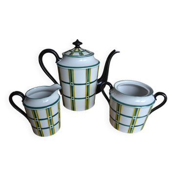 Limoges porcelain teapot, sugar bowl and milk jug