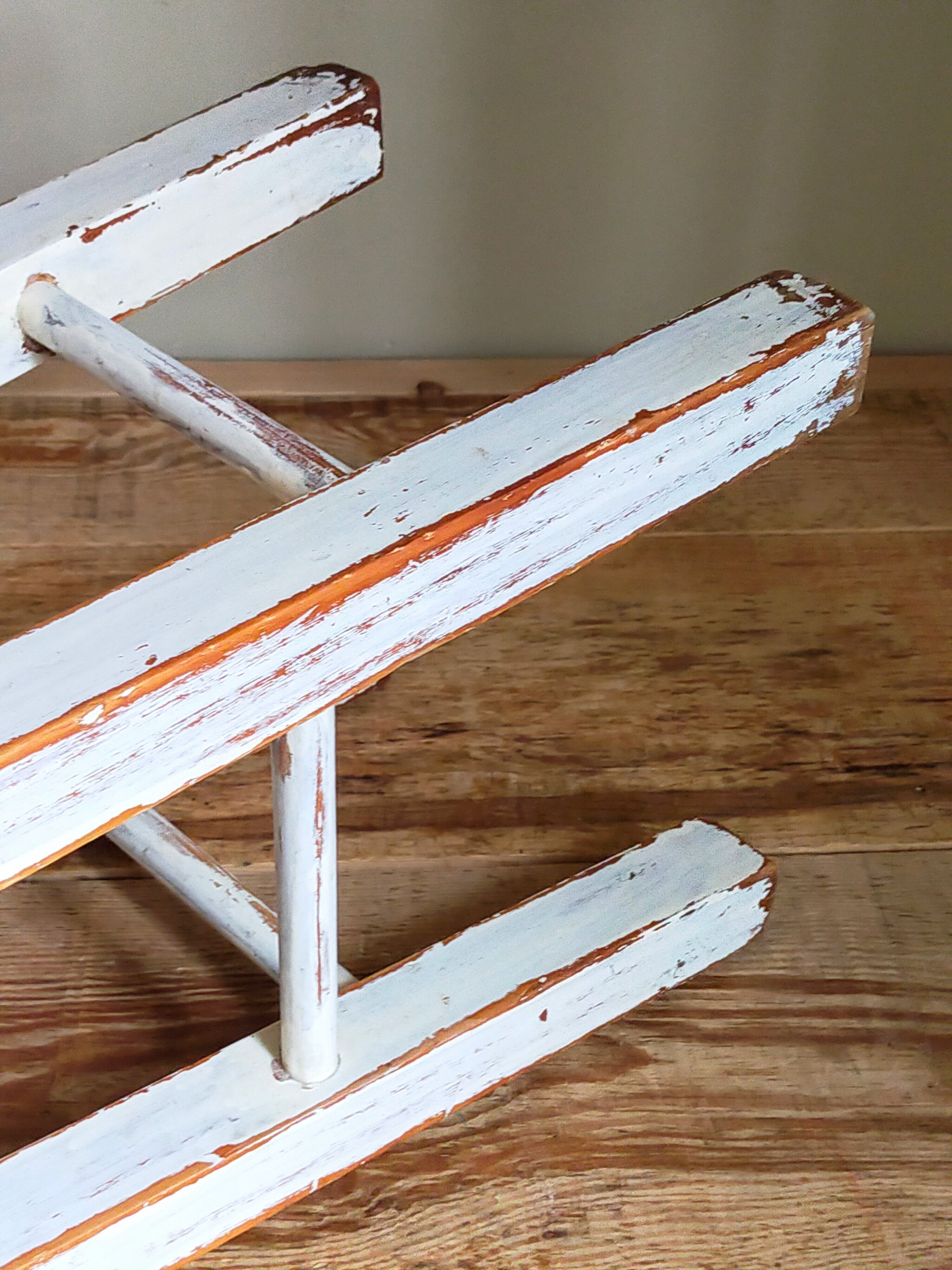 Workshop stool in vintage patinated solid wood