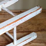 Workshop stool in vintage patinated solid wood