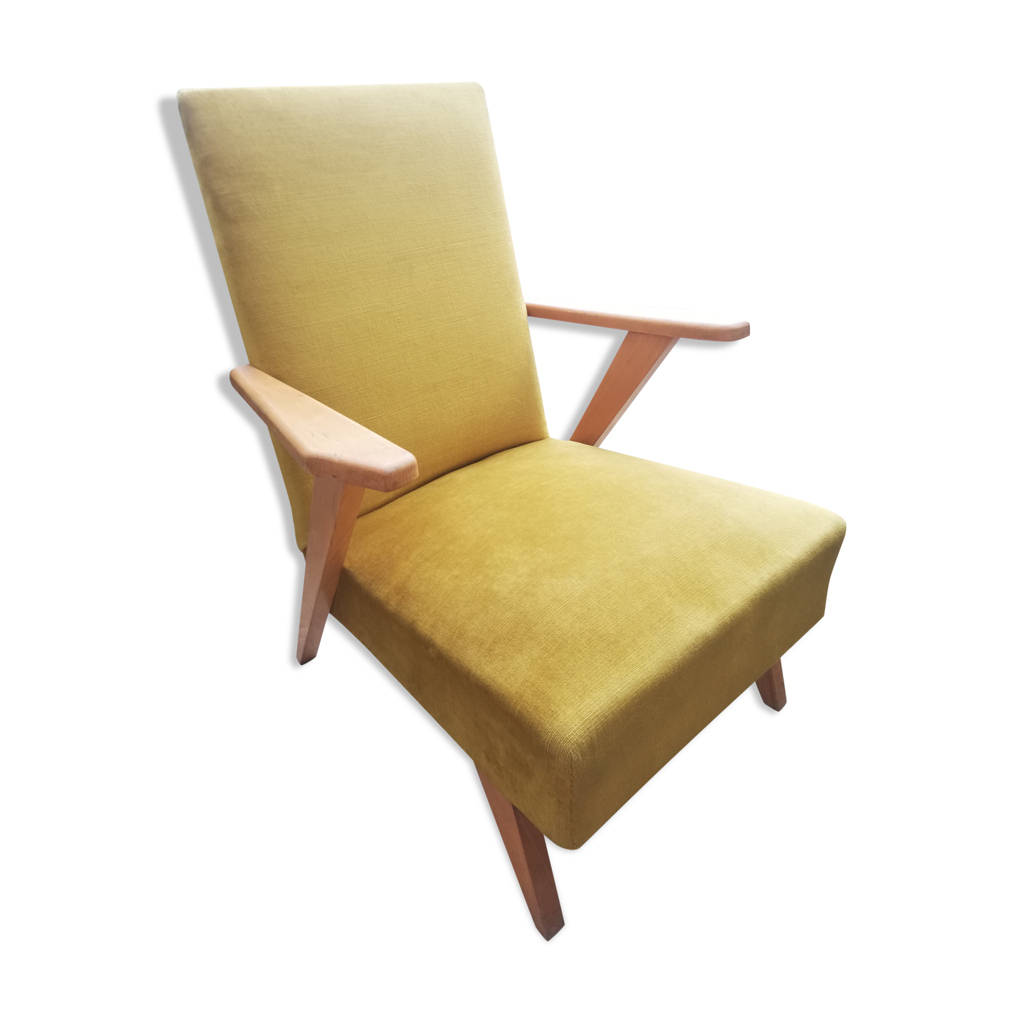Armchair 50s velvet mustard