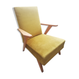 Armchair 50s velvet mustard