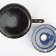 Vintage enameled sheet metal milk jug with lid for boiling milk - 1950s