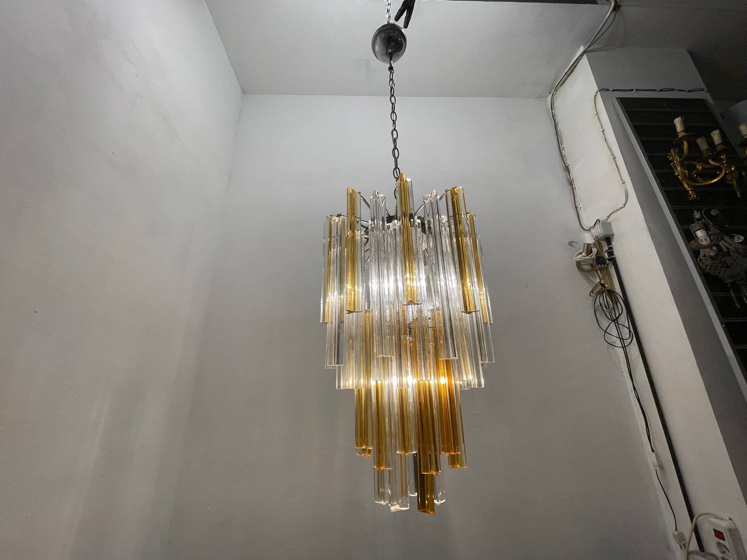 Italian Murano Glass Prism Trilobi Chandelier 1970’s