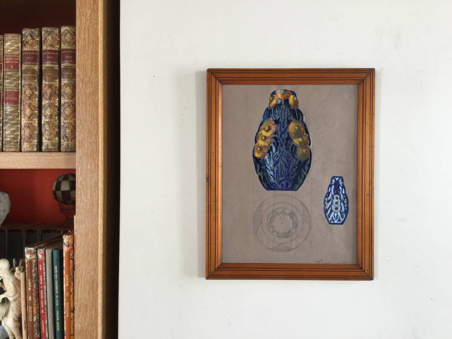 France LAMBERT 1902-1981. Gouache. Art Deco vase design, circa 1925.