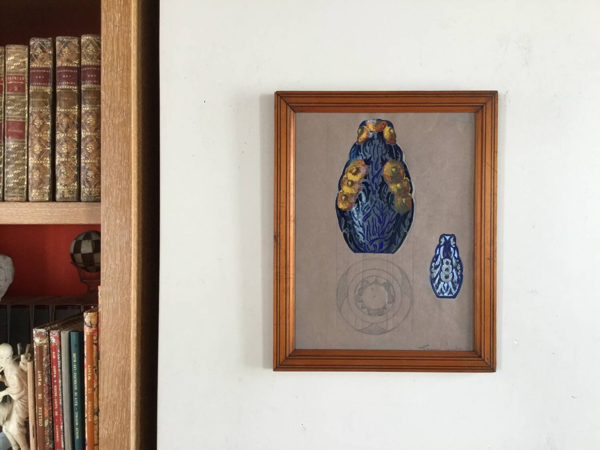 France LAMBERT 1902-1981.Gouache.Projet de vase Art Déco,vers 1925