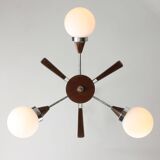 Mid-Century Modern Italian Chrome and Opaline Chandelier
