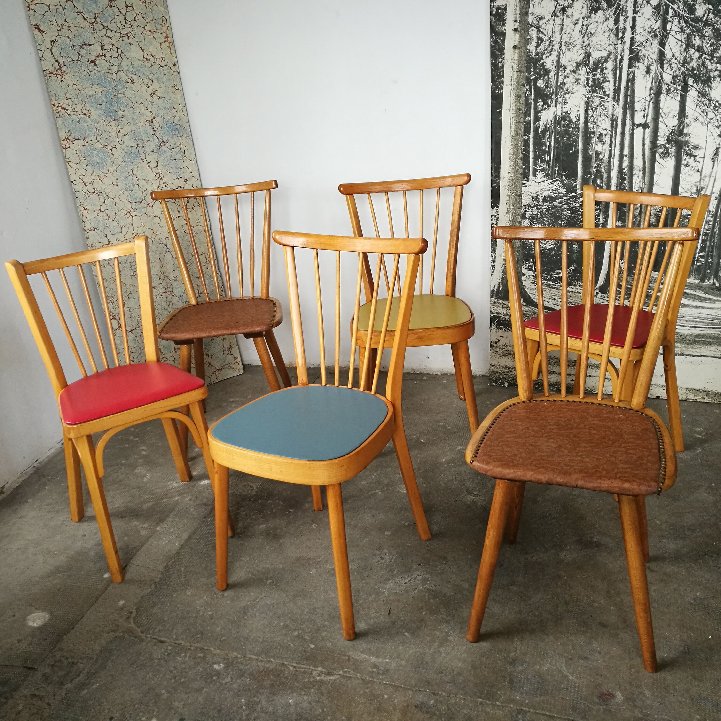 Set of 6 vintage chairs with mismatched bars