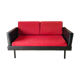 Day Bed sofa in skai, red mottled fabric and black metal 1950