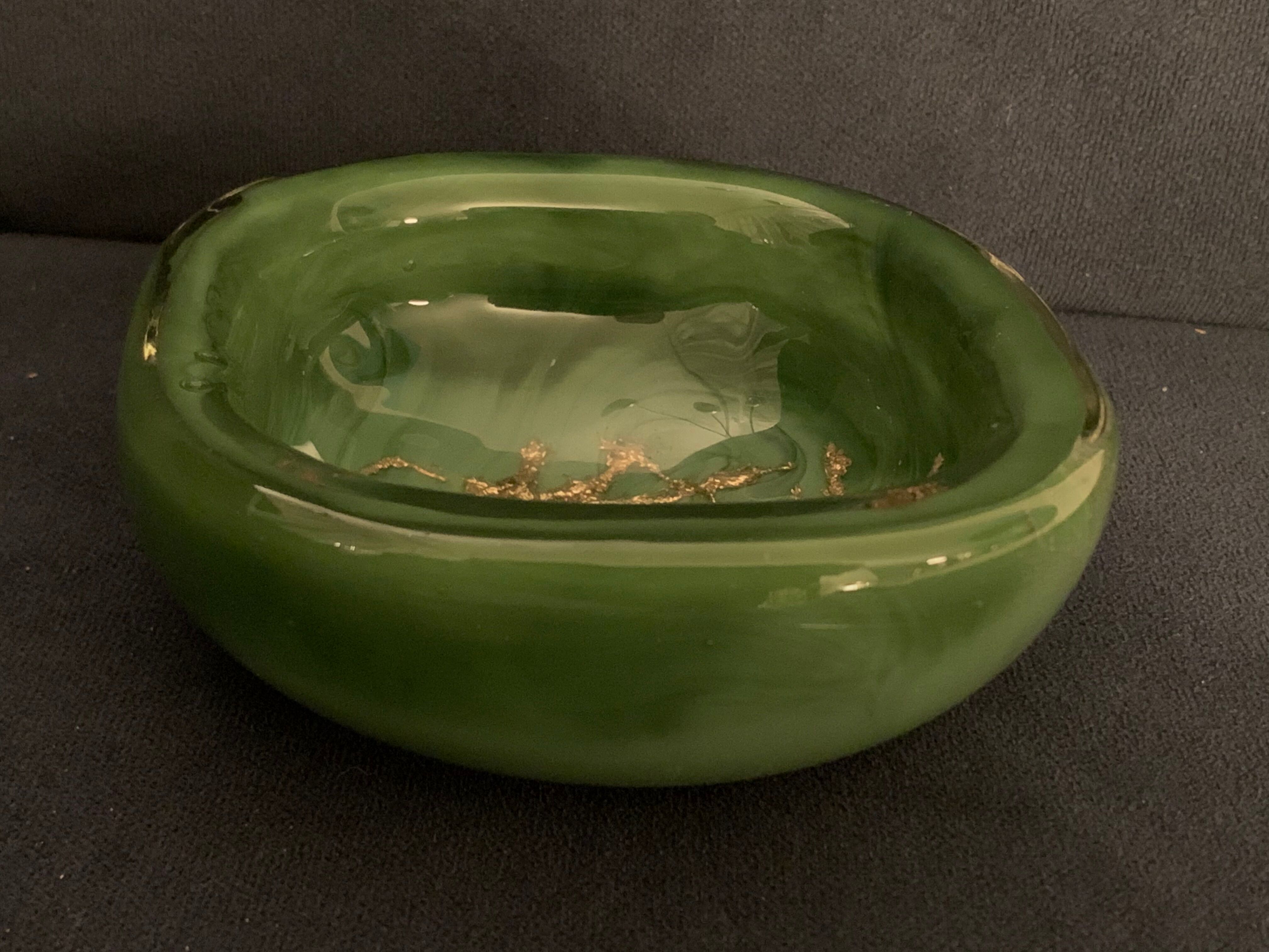 Venini green glass ashtray  Italy Toni Zuccheri Murano Giade 1960
