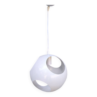 Space Age pendant light in white lacquered metal 70