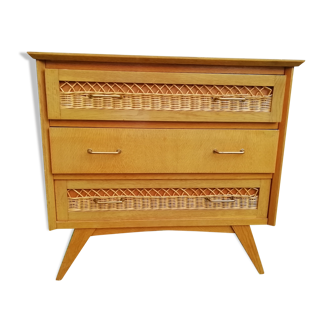 Chest of drawers in rattan 1950s