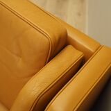 Orange leather sofa, Danish design, 1970s, production: Denmark