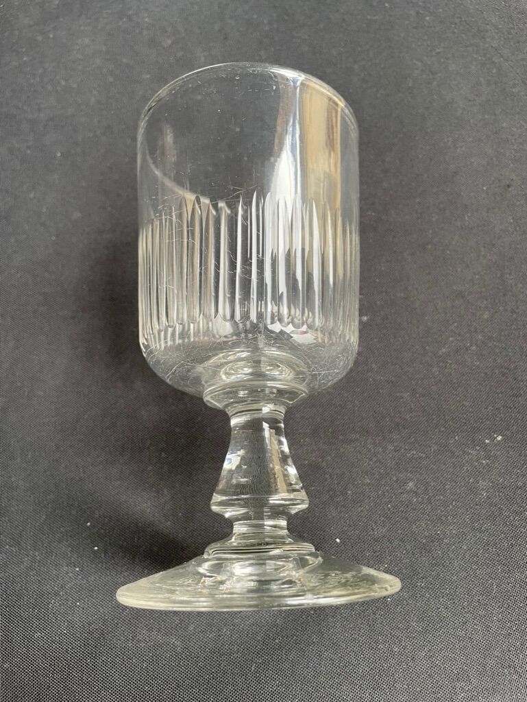 6 Large crystal glasses cut nineteenth
