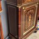 Elegant Napoleon III style commode. Marquetry in precious wood. Gilded bronze, marble top.