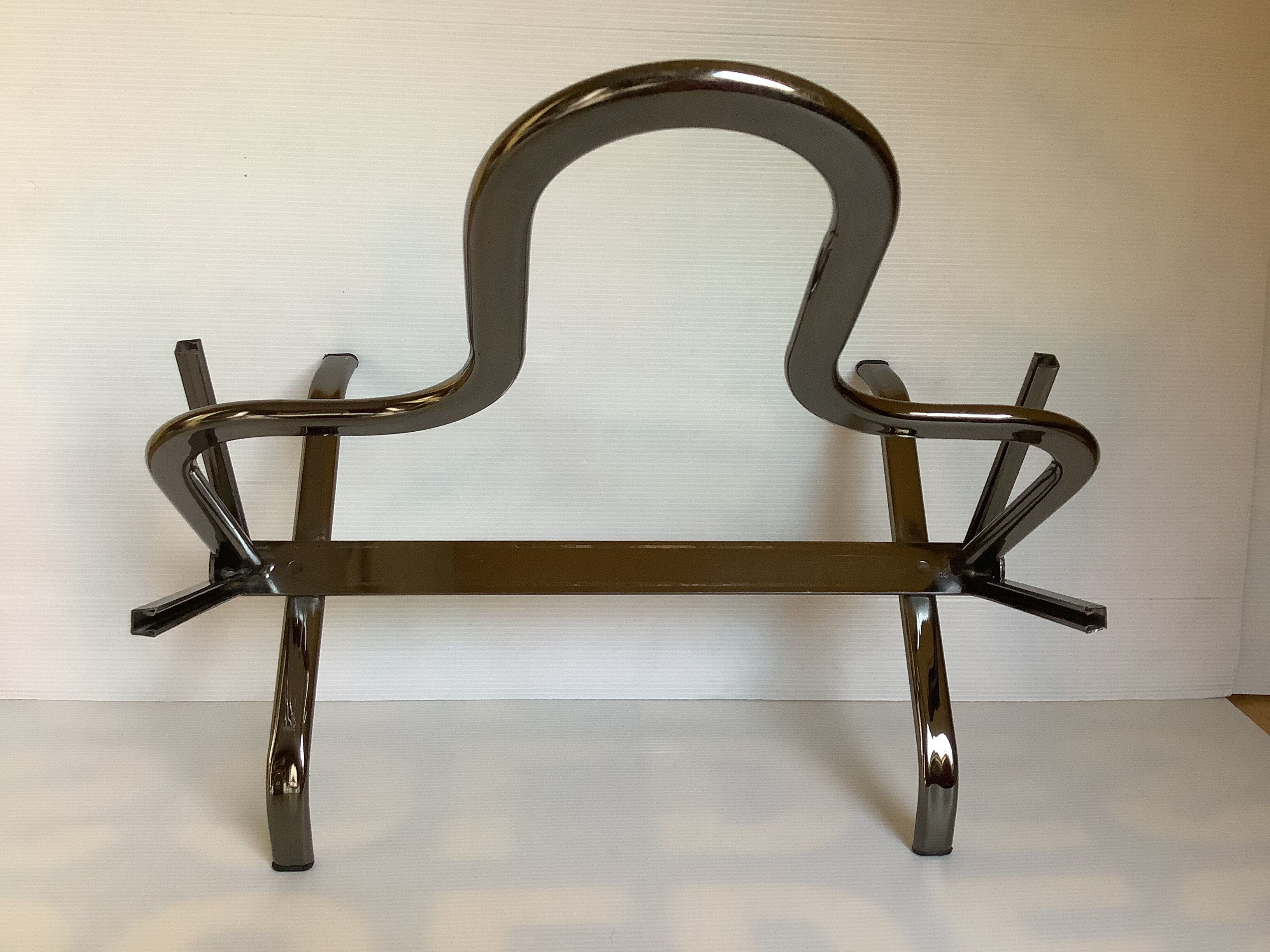 Old magazine holder chrome metal and glass