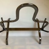 Old magazine holder chrome metal and glass