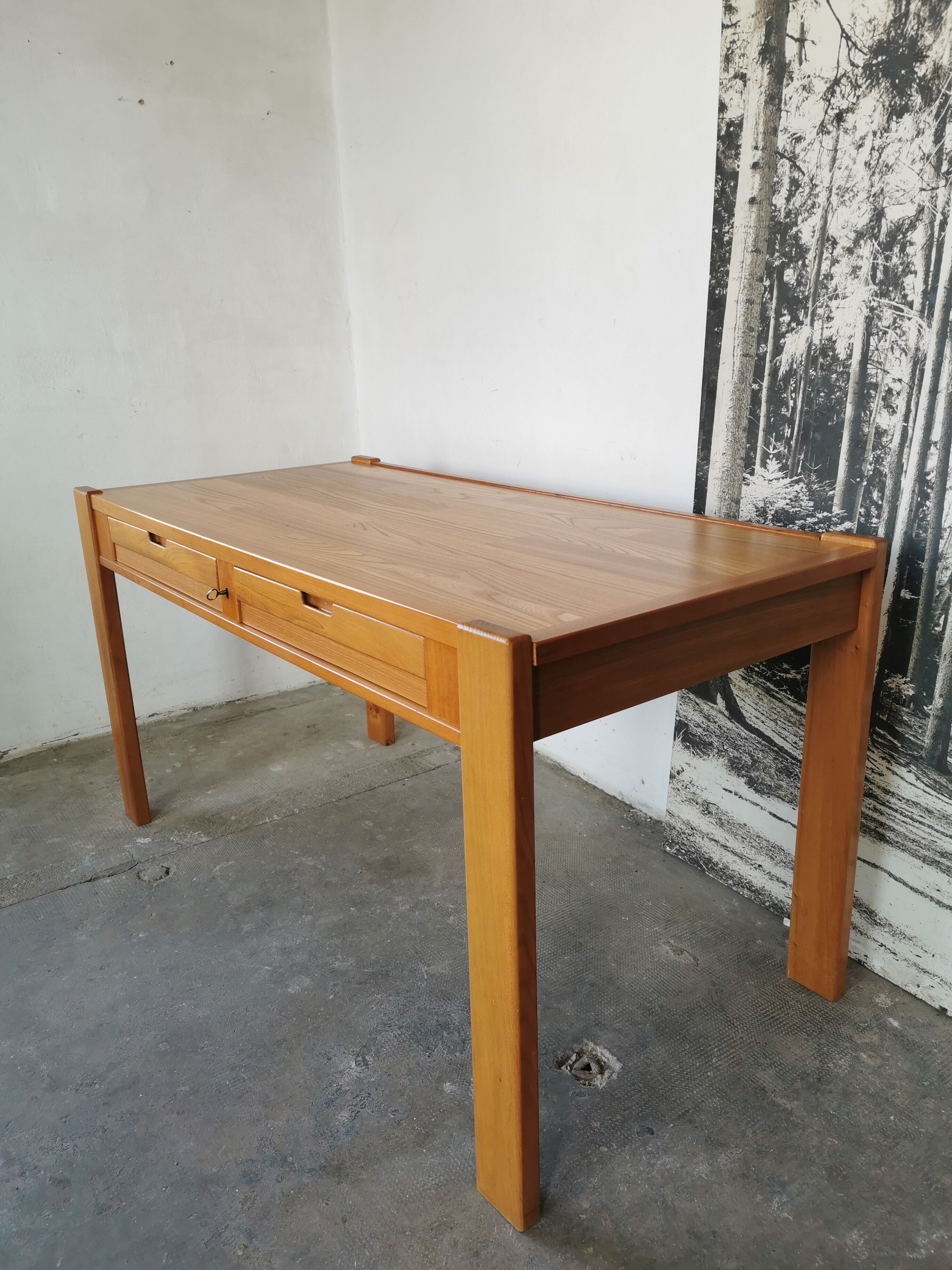 Bureau vintage 1970/1980 en bois blond, simat