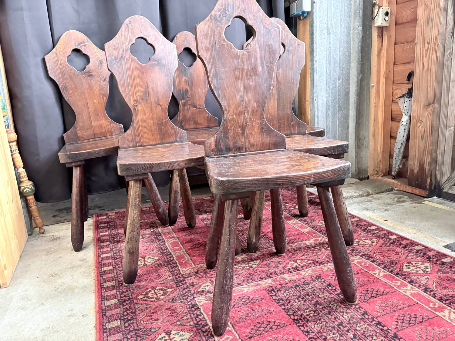 Set of 6 brutalist mountain chairs – chalet style – 1950s/60s