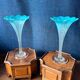 Pair of "tulip" soliflore vases in blue opaline glass – N period