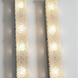 Pair of vintage XXL Bakelite diamond glass wall lights with 4 bulbs.