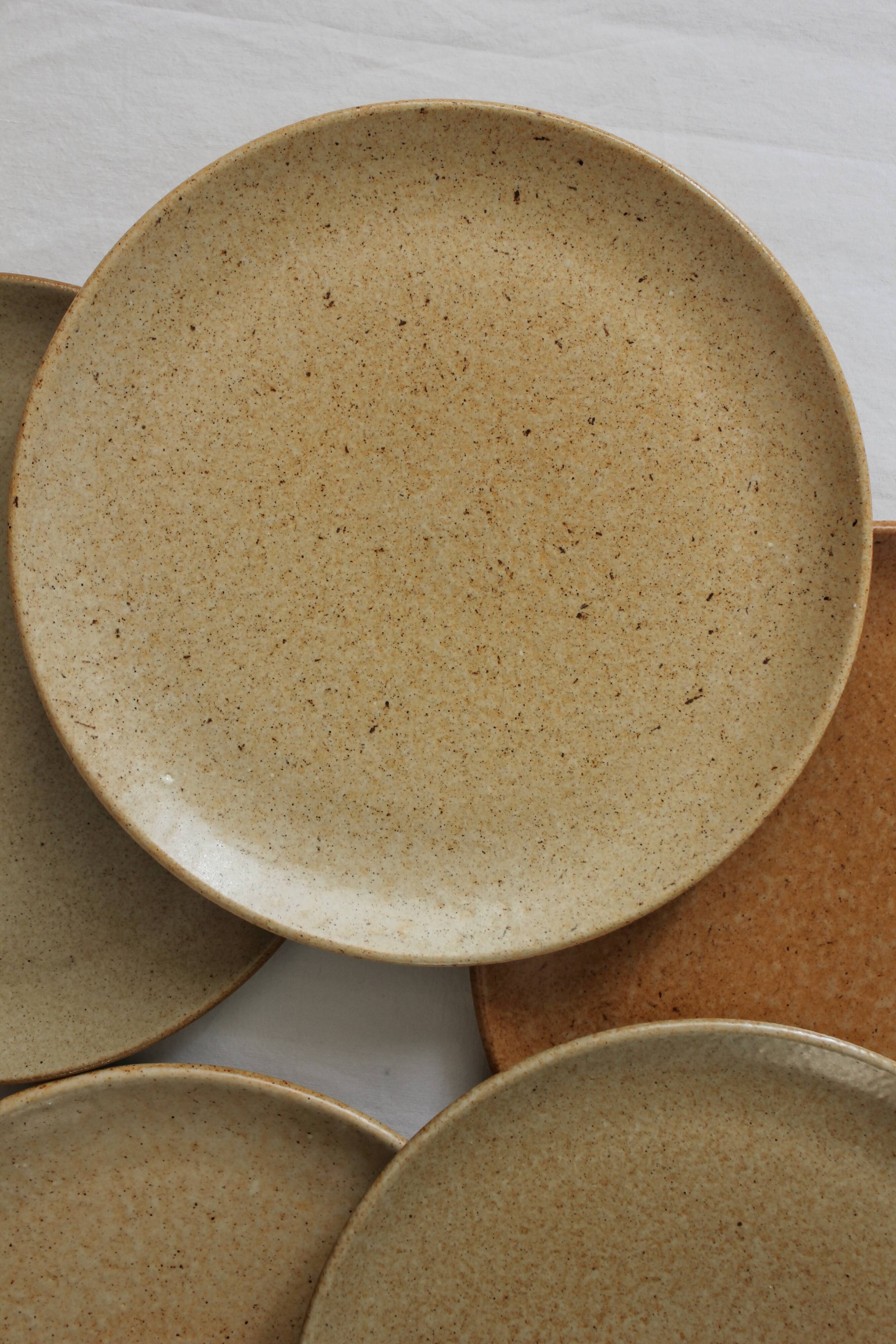 9 vintage stoneware dessert plates