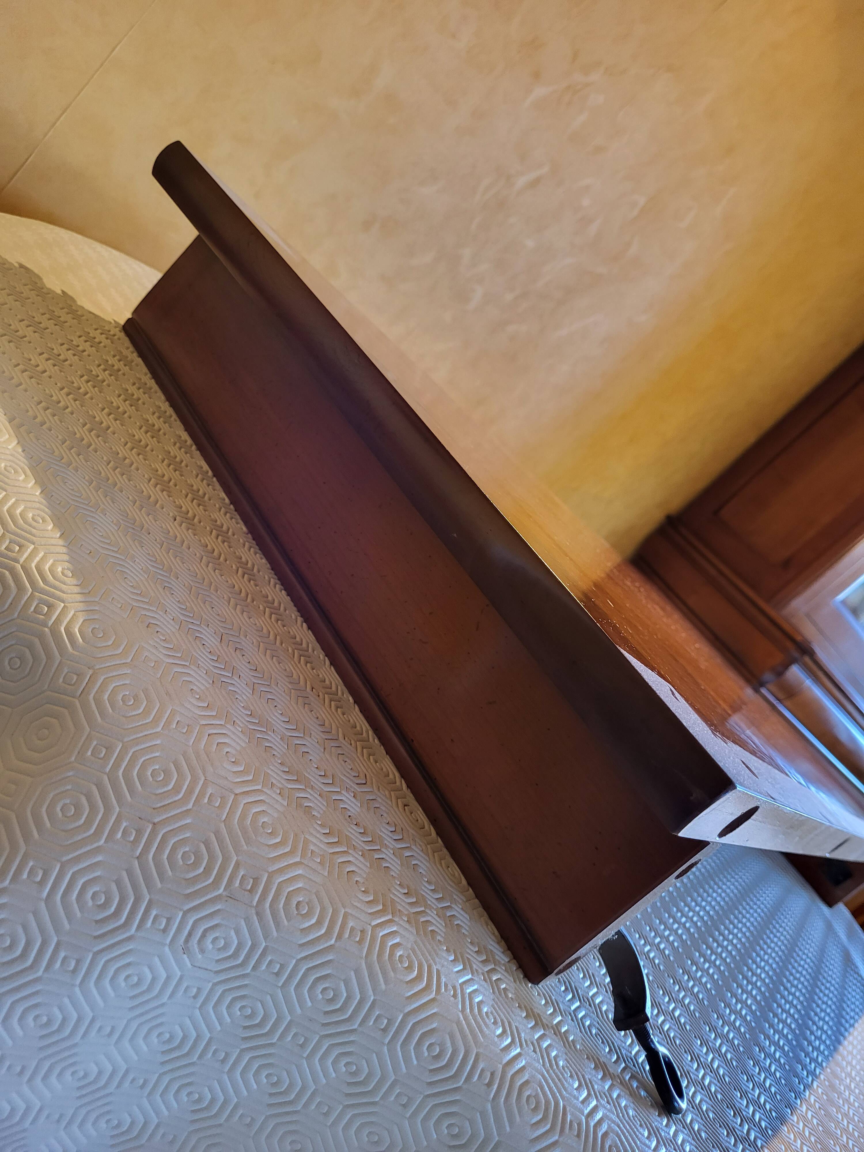 Solid cherry table with marquetry