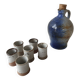 Set of liqueur bottle + 6 stoneware cups Signed Albert Breton Vézelay