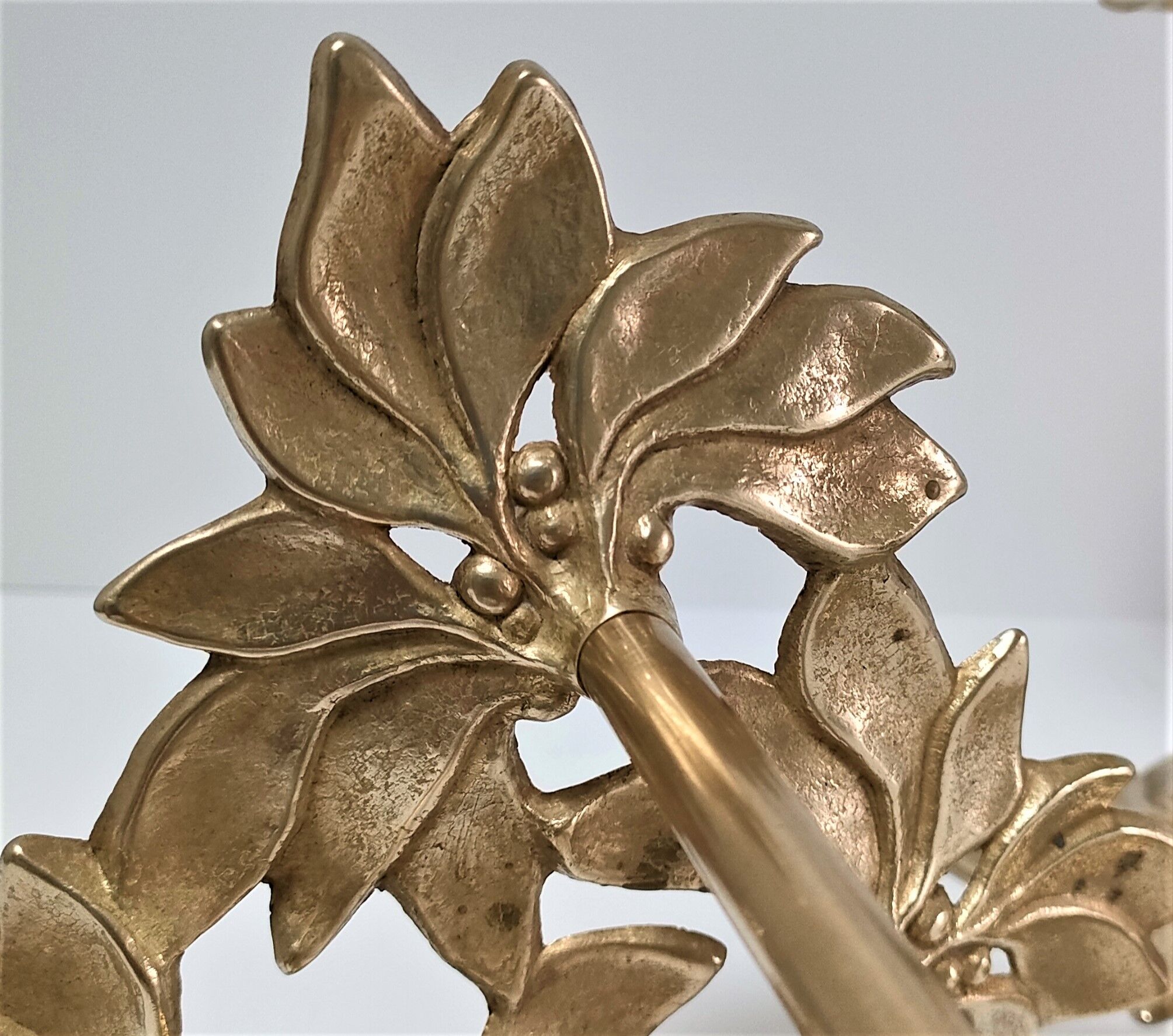 Pair of candlesticks solid brass vintage flowers