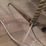 Vintage tripod floor lamp in golden brass twisted barrel