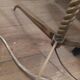 Vintage tripod floor lamp in golden brass twisted barrel