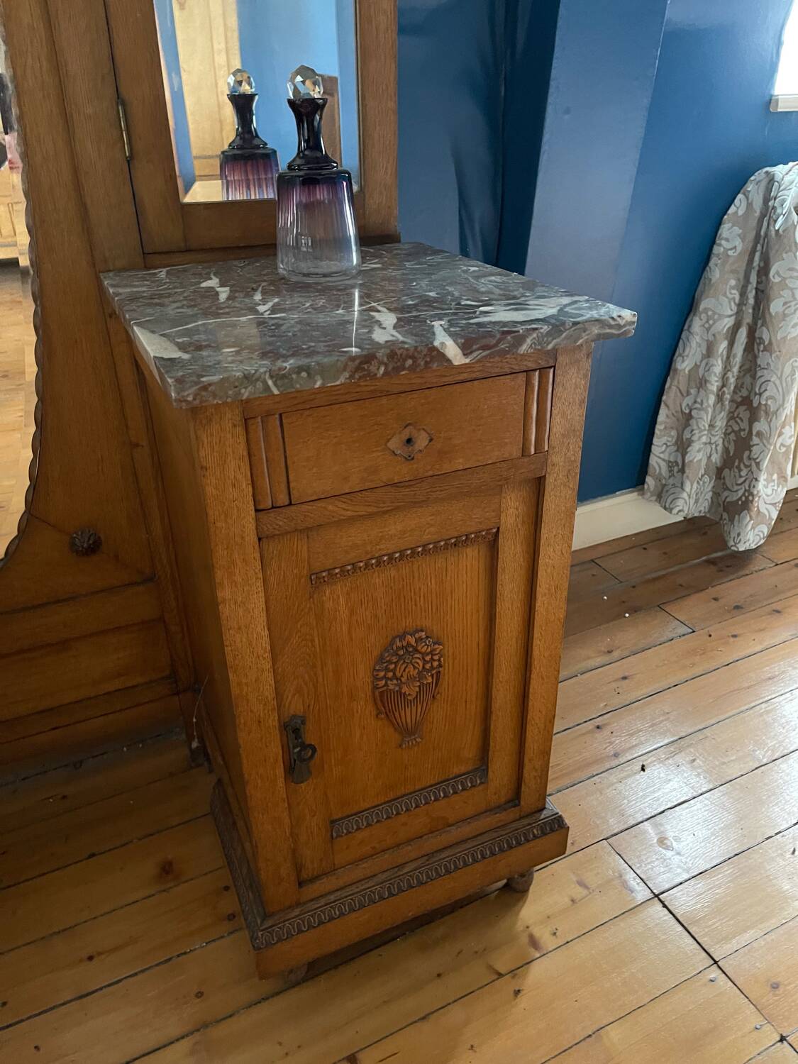 Wooden and marble dressing table