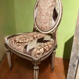 Chairs in Lacquer and Ikat Damask Upholstery, Set of 2