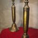 Pair of large solid brass lamps 1940, off-white lampshade 50x25
