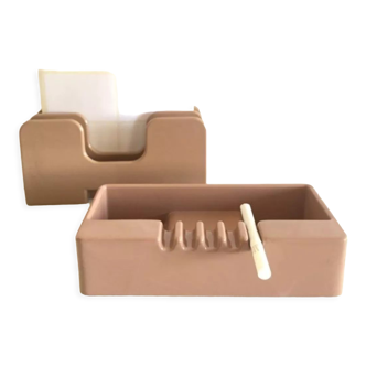 Ettore Sottsass ashtray and mail holder set for Olivetti