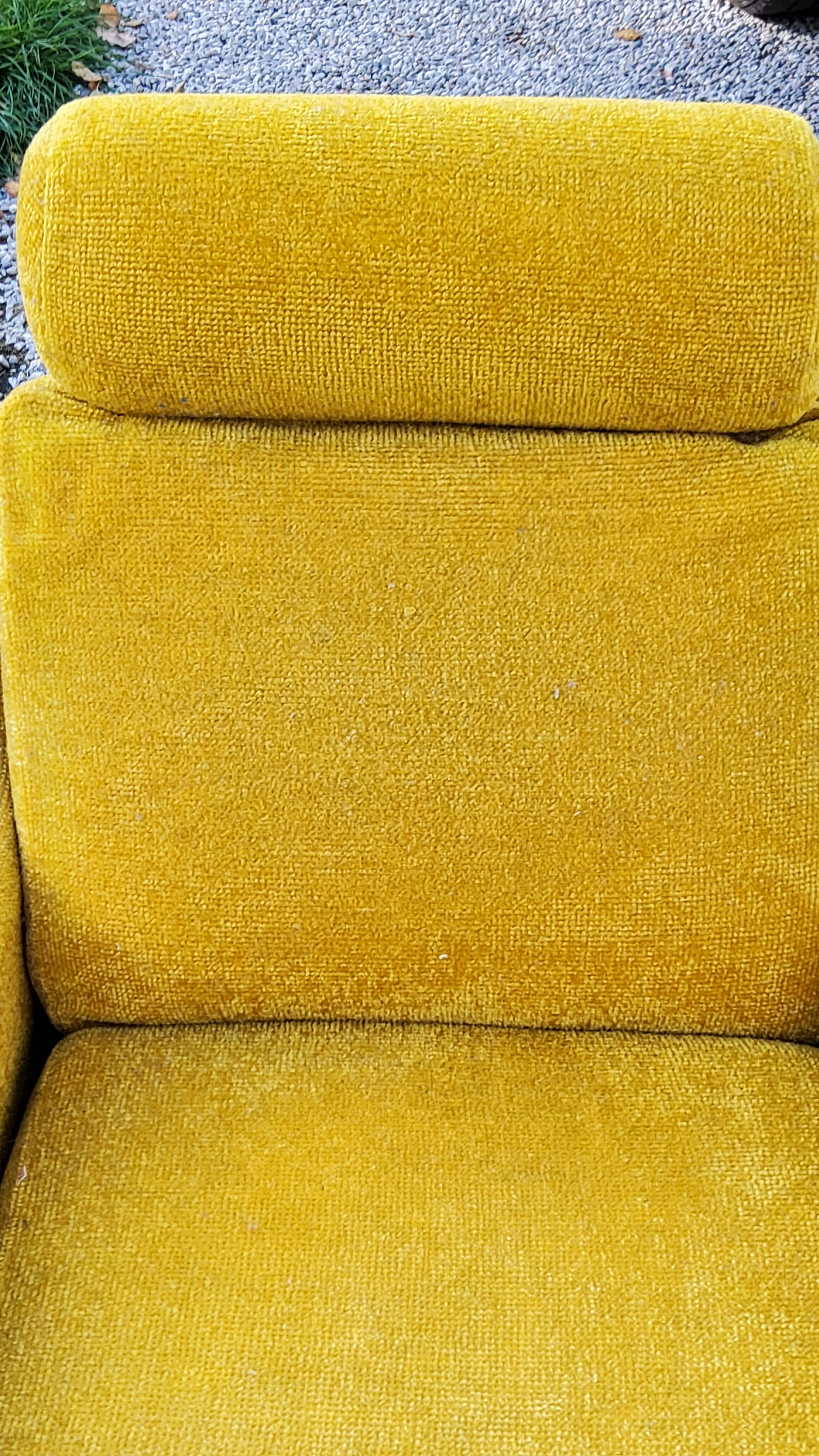 Armchair of the 70s velvet base sleigh in solid mahogany