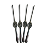 Set of 4 silver metal lobster curettes, decorated with lobster