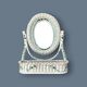 Off-white rattan vanity mirror – floral decoration – 1960s–1970s