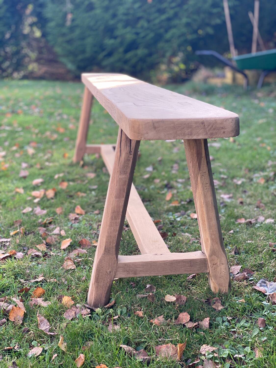 Solid oak farmhouse bench