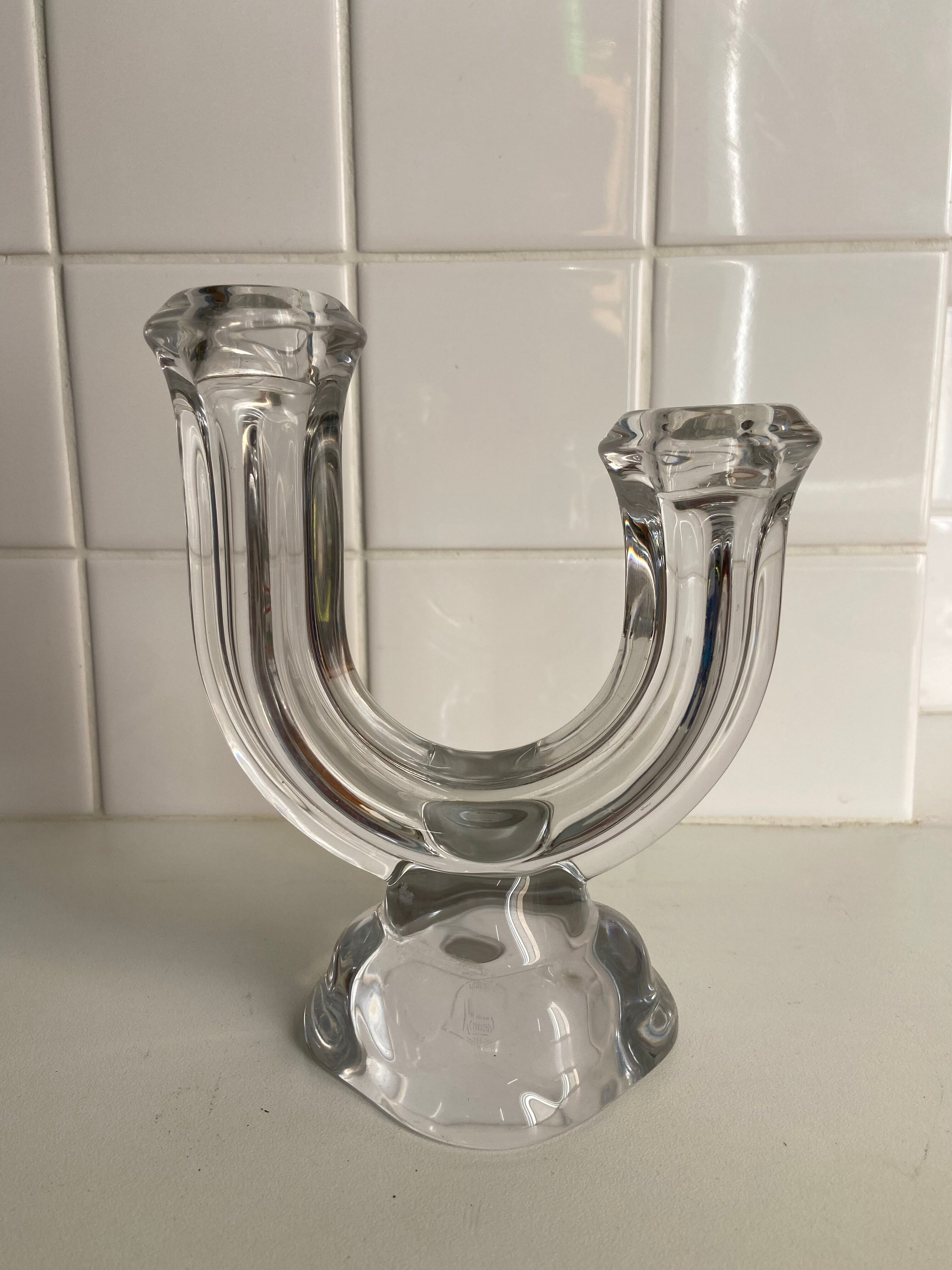Bougeoir en cristal signé Art Vannes France