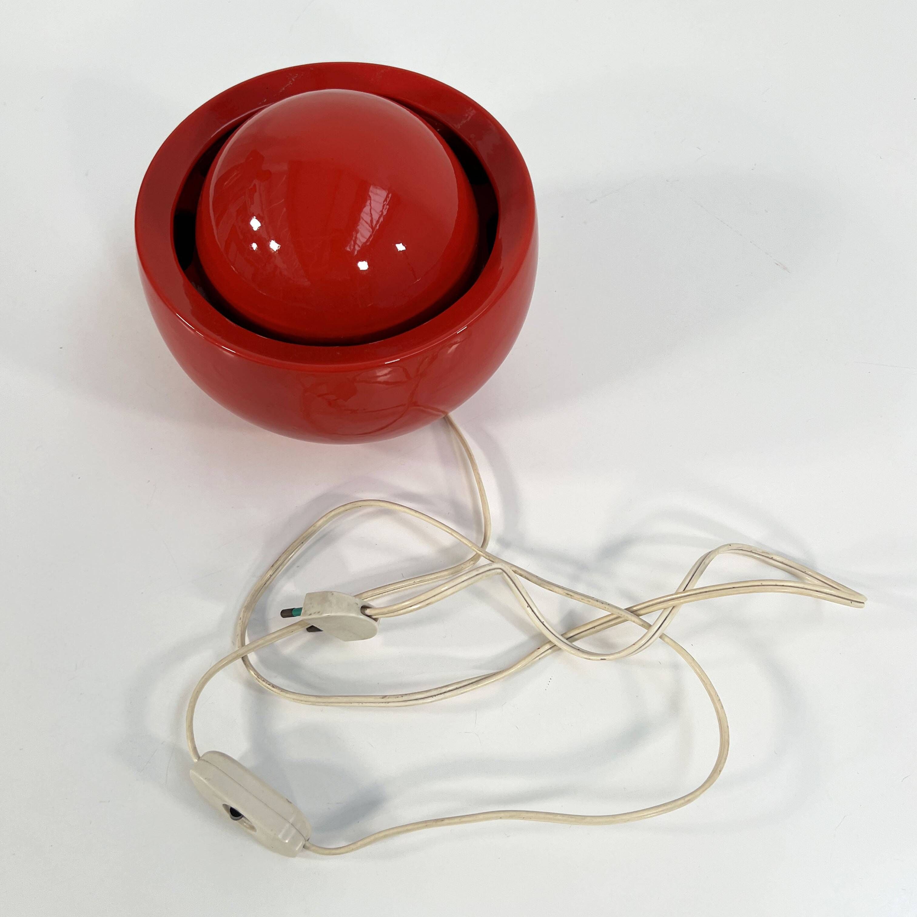 Lampe de table italienne rouge en céramique, 1970