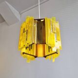 Yellow acrylic and metal pendant lamp by Claus Bolby for Cebo Industri, Denmark 1960's