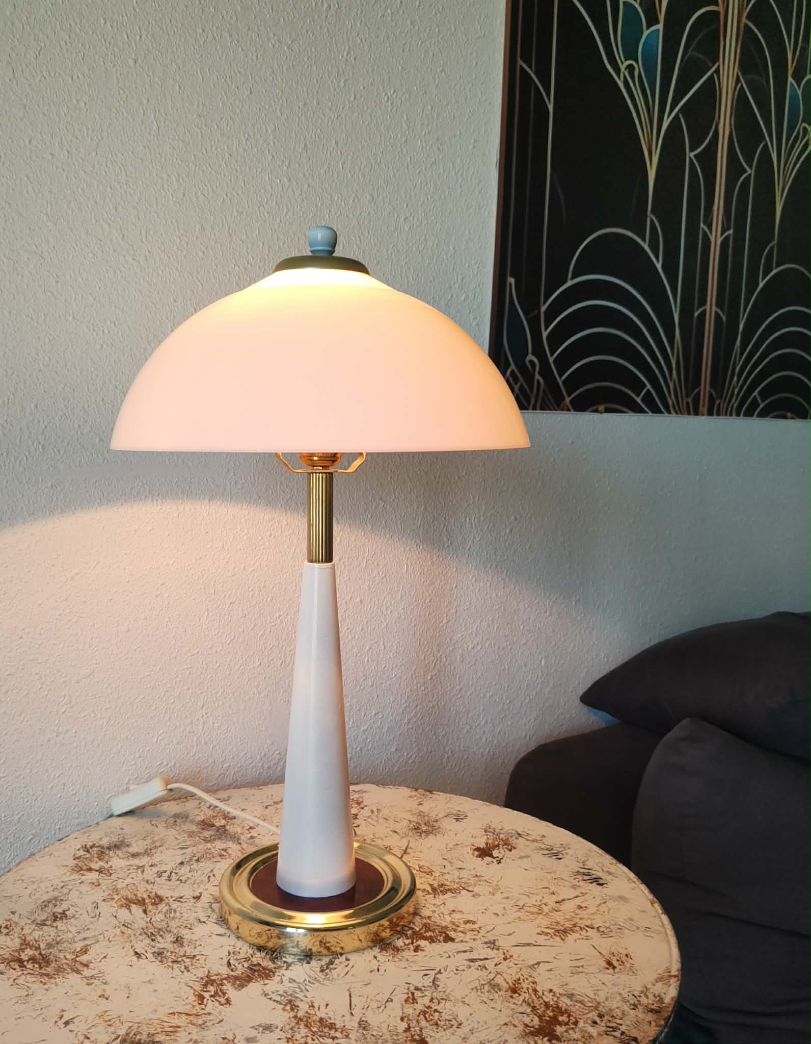 1980s vintage mushroom lamp in brass