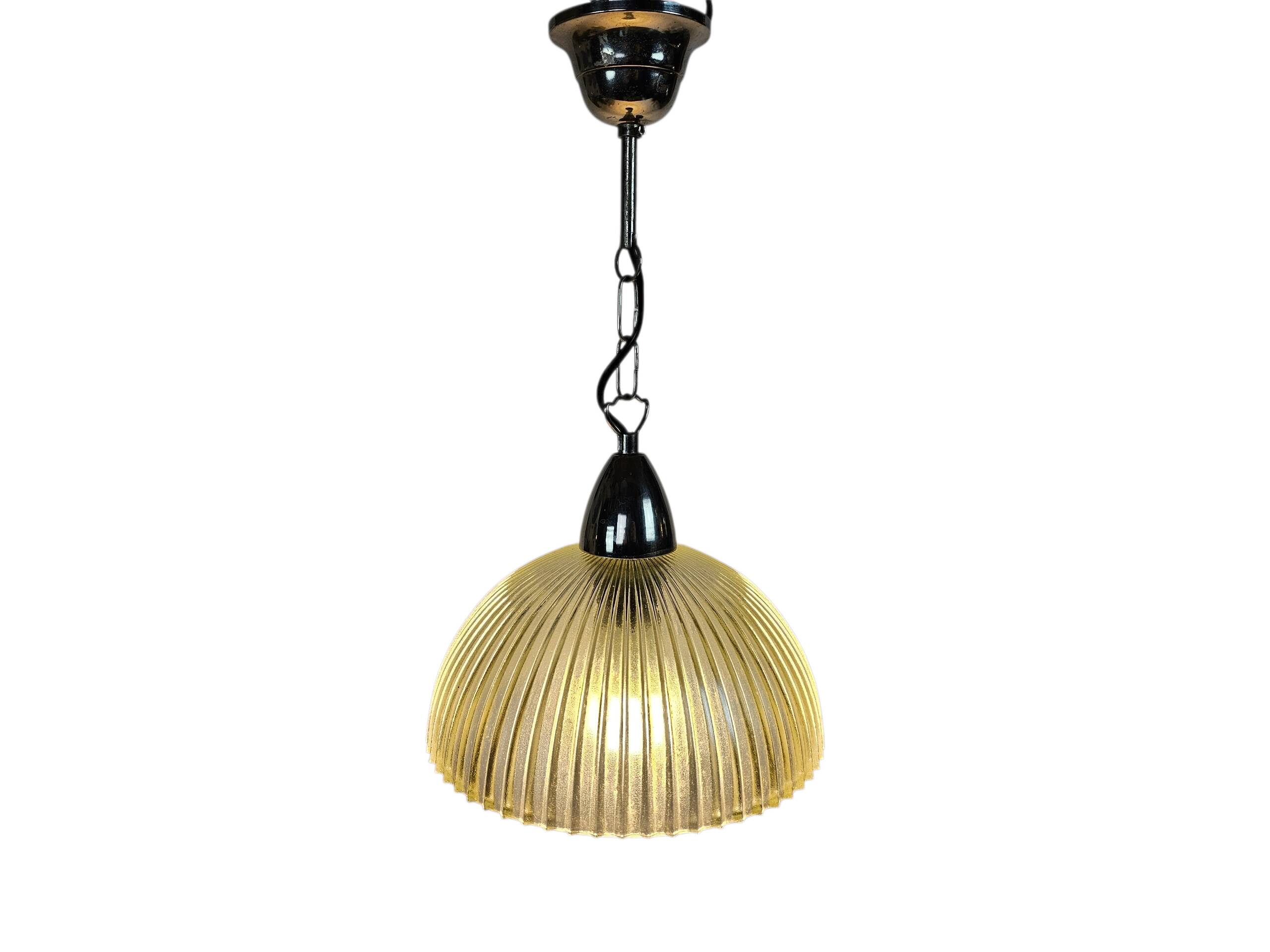 Massive Prisma pendant lamp, ribbed glass, Belgium, 1970s