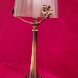 Very large brass and bronze lamp 1920 and opaque glass dome 55x20 4klg