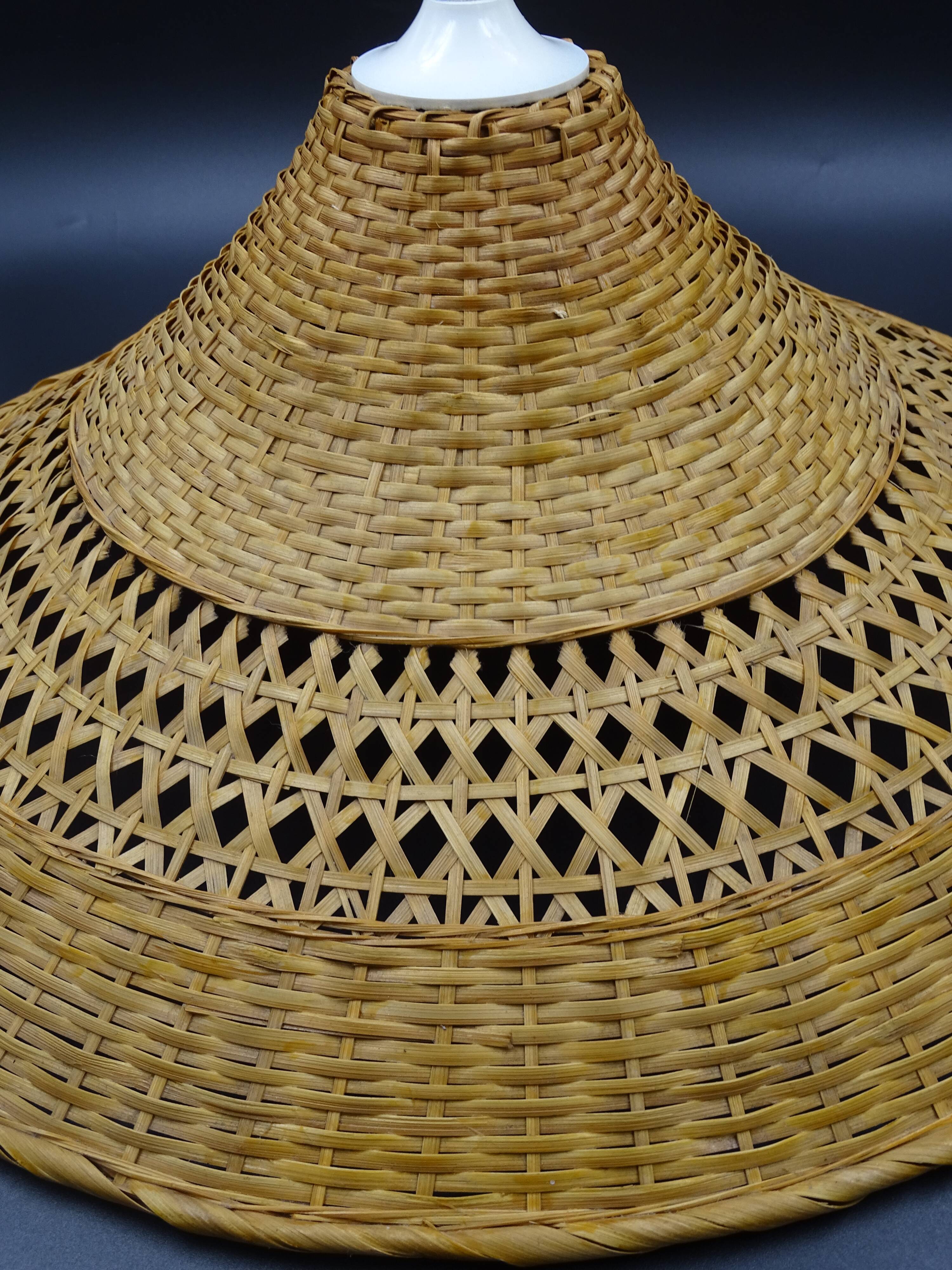 Rattan chandelier and lampshade - circa 1970