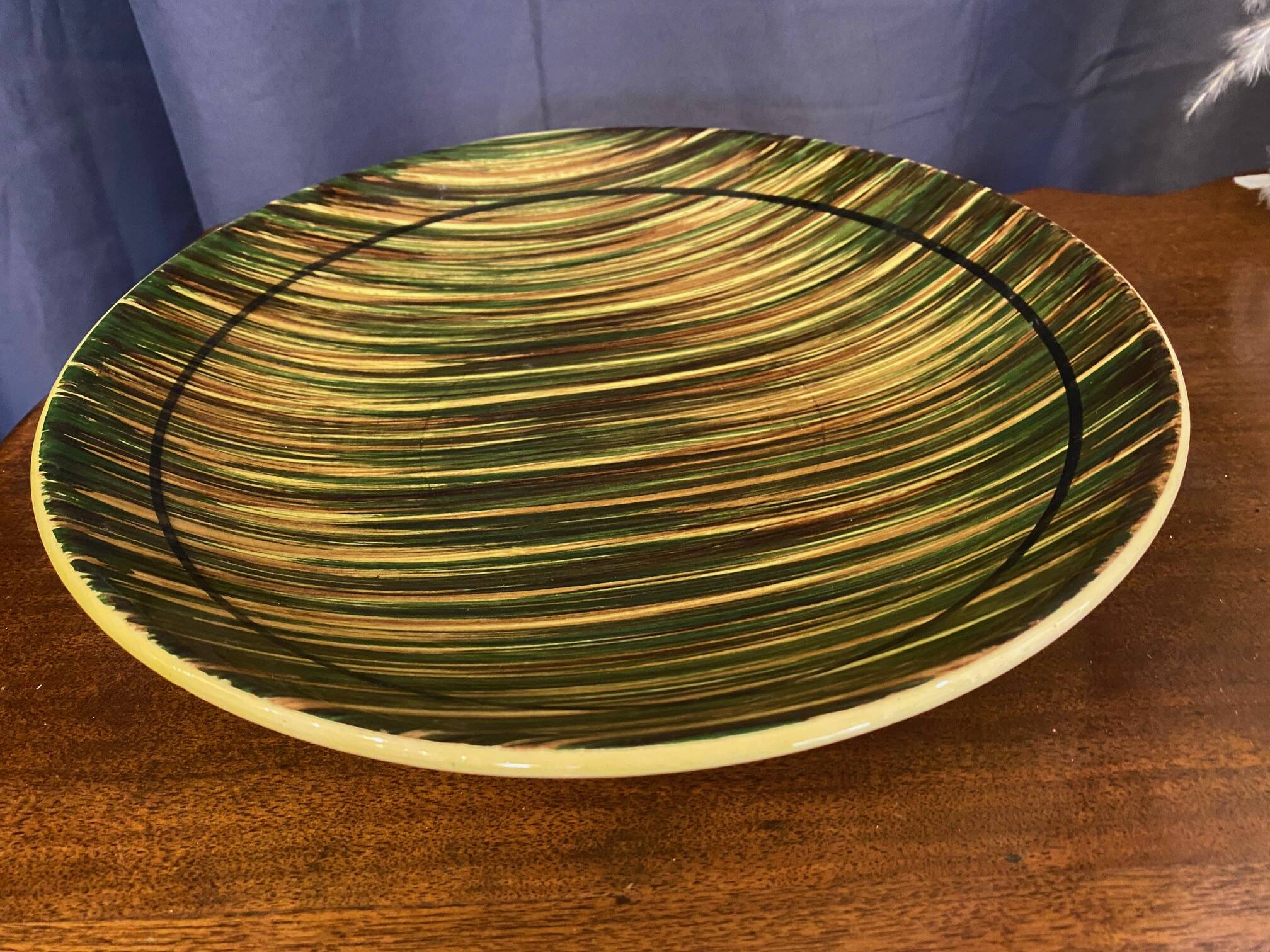 Large ceramic dish from the 60s vintage green and yellow tones st clement earthenware