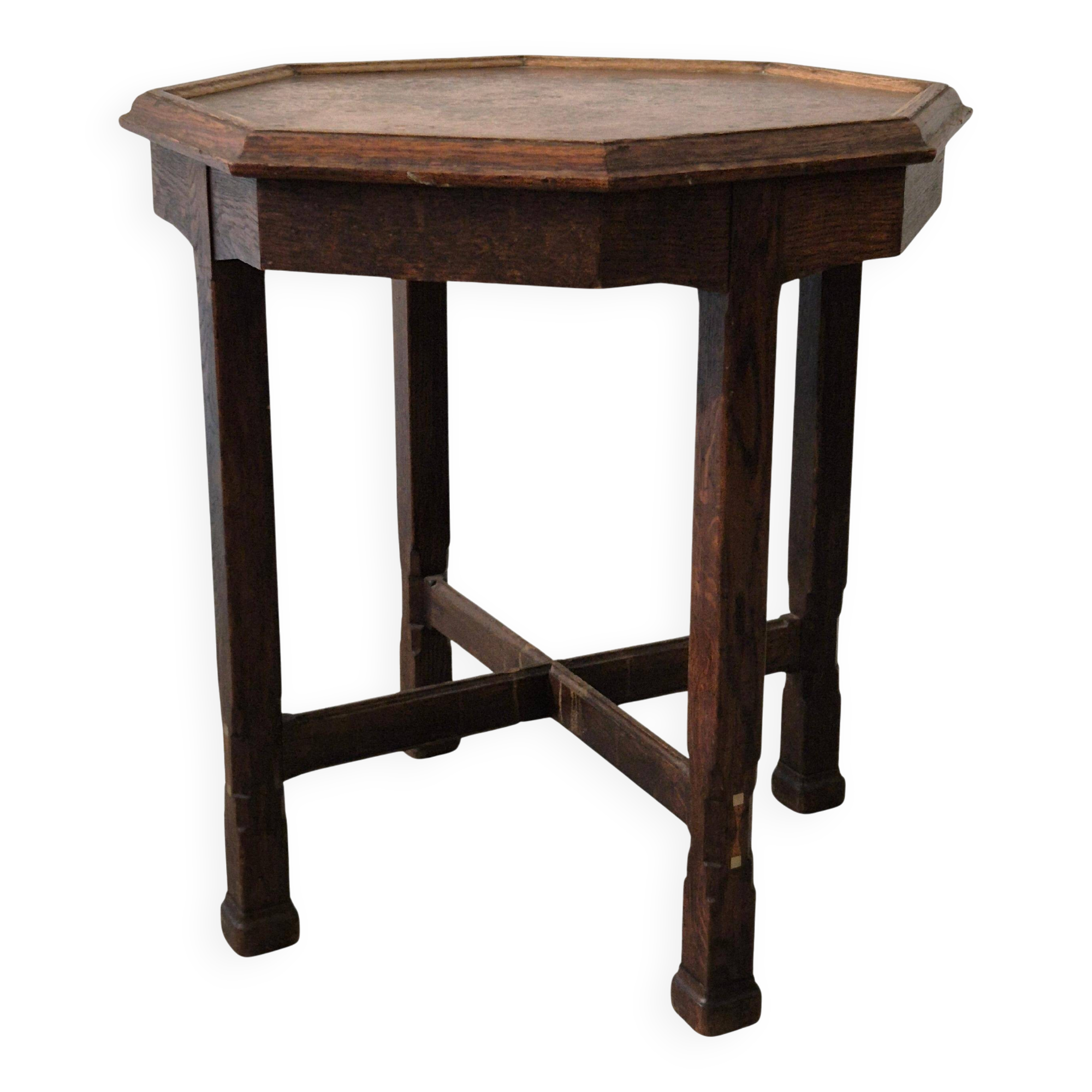 Swedish smoking table, Oak with copper top, 1913 by Nordiska Kompaniet