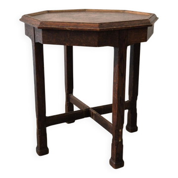 Swedish smoking table, Oak with copper top, 1913 by Nordiska Kompaniet