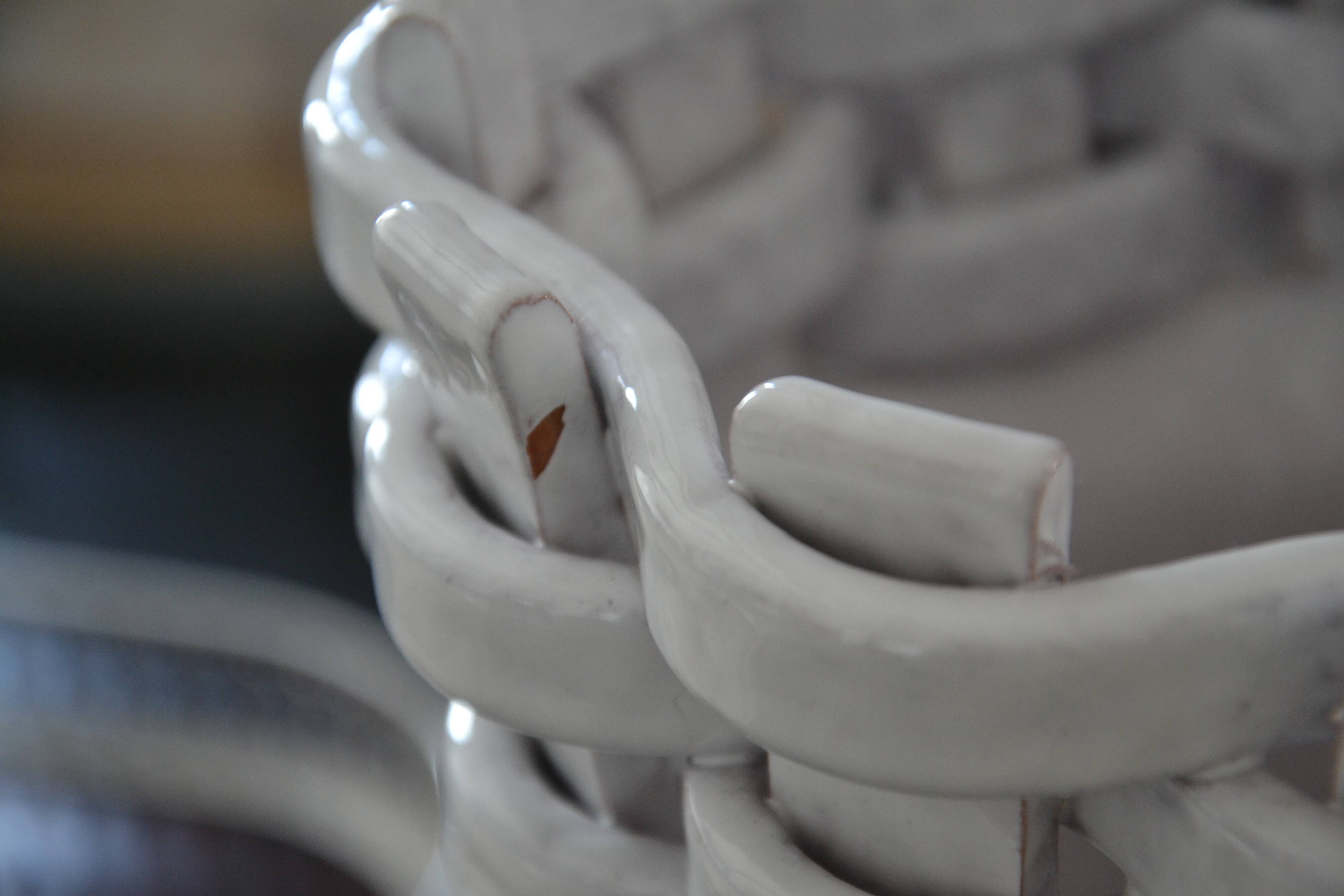 White woven vase Italy 50s-60s